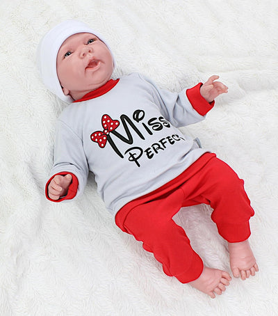 TupTam Baby Mädchen Outfit Langarmshirt mit Print Spruch Babyhose Babykleidung 2teilig 62 Miss Perfe