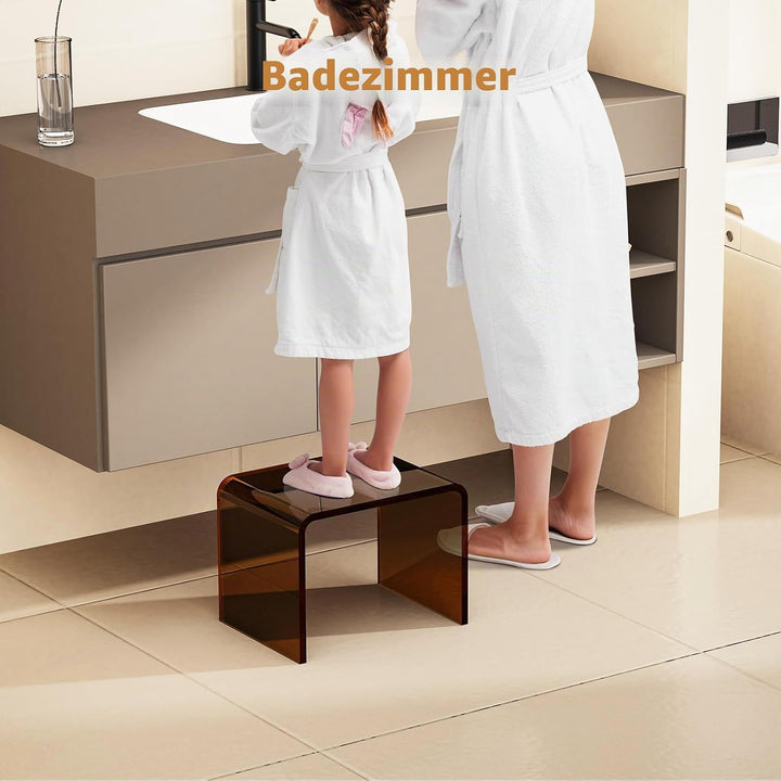 Acryl-Tritthocker, Kleiner transparenter Fusshocker für Badezimmer, Schlafzimmer, Küche, belastbar b