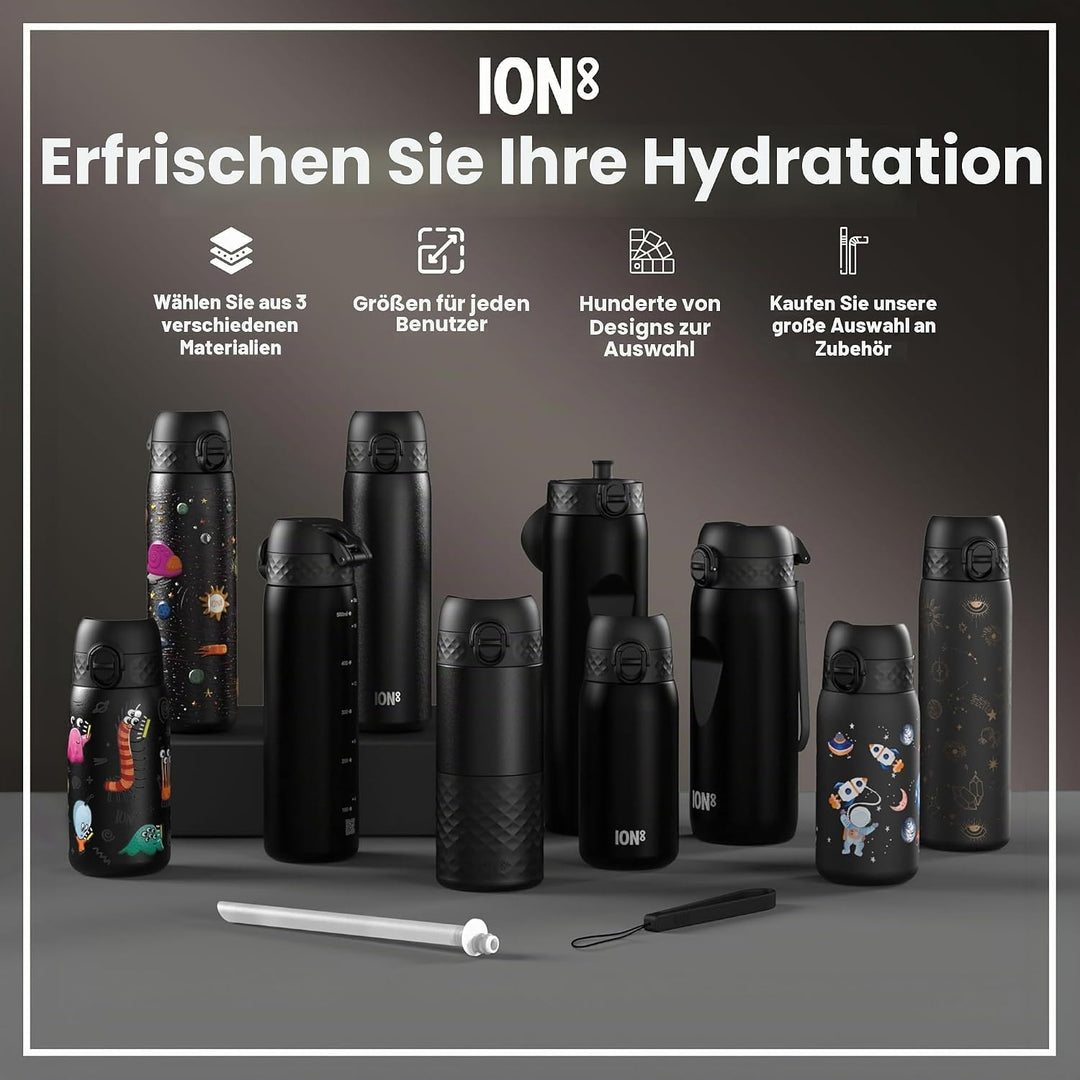 ION8 Vakuumisolierte Edelstahl-Trinkflasche, 500 ml, Auslaufsicher, Einhandöffnung, Sichere Verriege