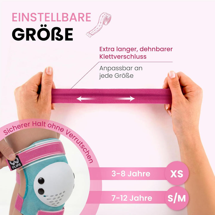 99FLIPS Schützer Inliner Kinder Set 3-12 Jahre [6er Set] mit Knieschoner, Ellenbogenschoner und Hand