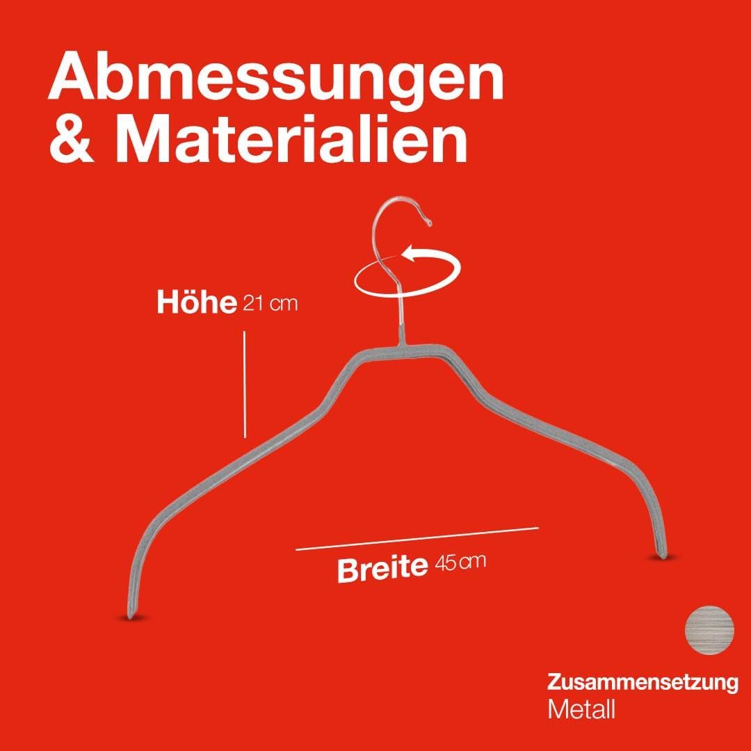MAWA Kleiderbügel, Set mit 25 platzsparenden und rutschfesten Bügeln, ideal für Hemden und Blusen, m