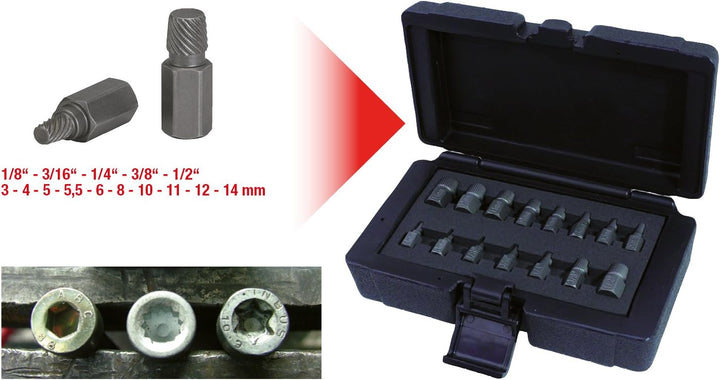 KS Tools 150.1385 Spiral-Schrauben- und Bolzenausdreher-Satz, 15-tlg. 15 pcs, 15 pcs