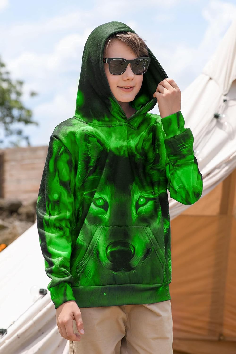 Fanient Pullover Jungen Mädchen 3D Print Fleece Hoodie Kinder Hooded Sweatshirt with Kangaroo Pocket