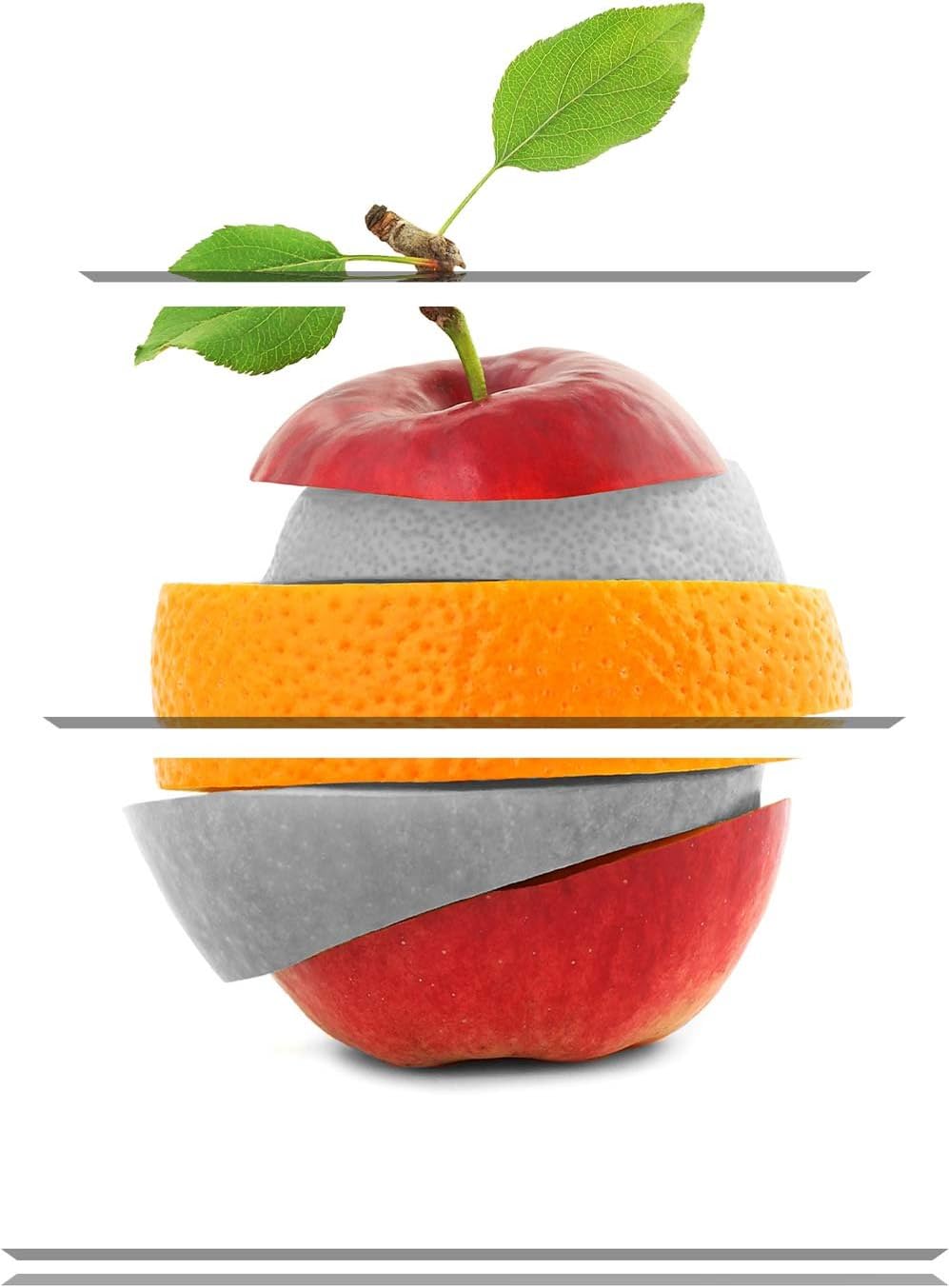 Pixxprint Früchte Mix Apfel Orange Limette als Leinwandbild/Grösse: 3 Teilig (120x80) cm/Wandbild/Ku