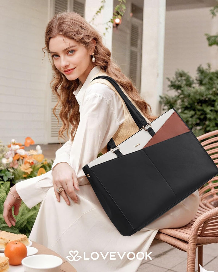 LOVEVOOK Laptoptasche Damen, Arbeitstasche mit Isoliertem Kühlfach Gross | 15,6 Zoll Laptop Handtasc
