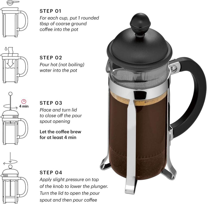 Bodum 1913-913 CAFFETTIERA Kaffeebereiter (French Press System, Permanent Edelstahlfilter, 0,35 lite