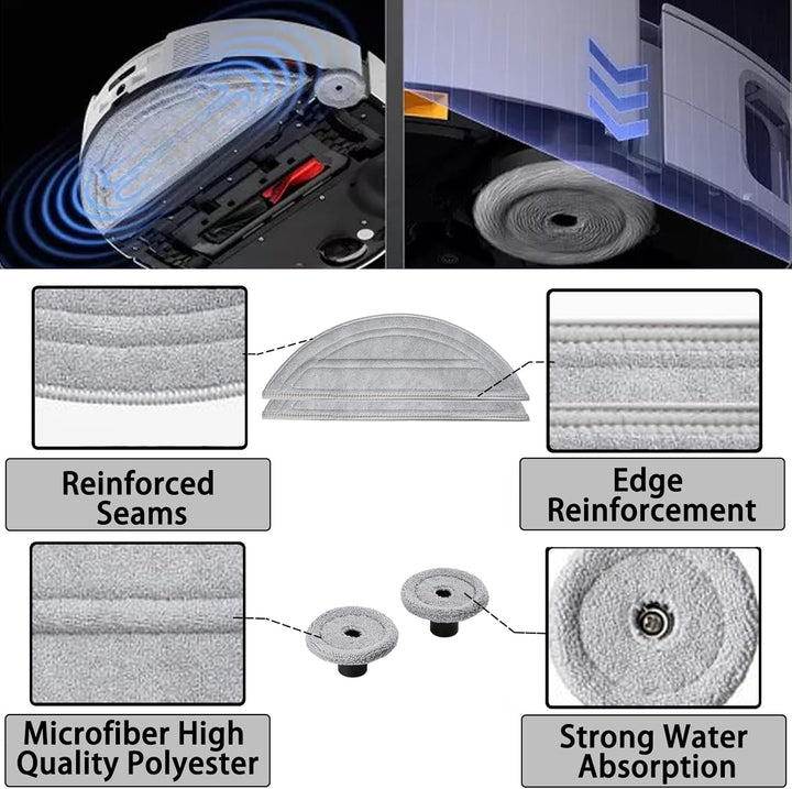 Zubehör für Roborock Saros 10 Staubsauger, 1 Dual-Hauptbürsten, 4 Seitenbürsten, 2 Filter, 4 Wischtü