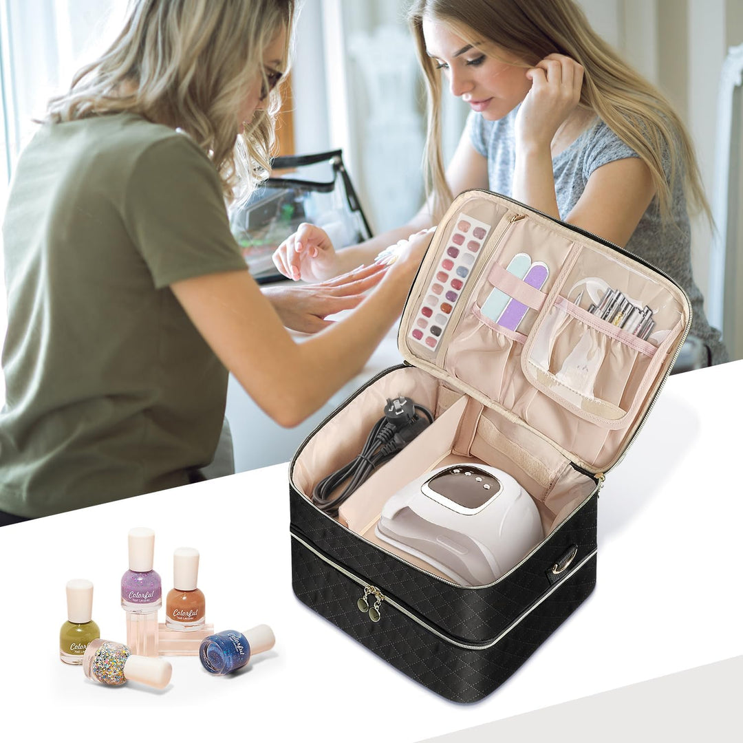 Bohemian Gross Nagellack Organizer Tasche, Doppelschicht Nagellack Aufbewahrungsbox, Nageldesign Org