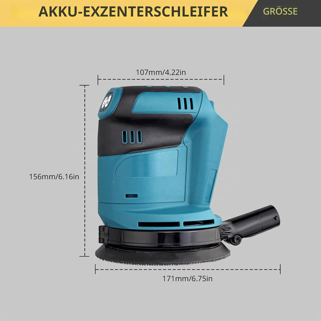 AMTOVL Exzenterschleifer Schleifmaschine Schleifgerät 3 Leistungsstufe mit 5PCS 125mm Schleifpapier