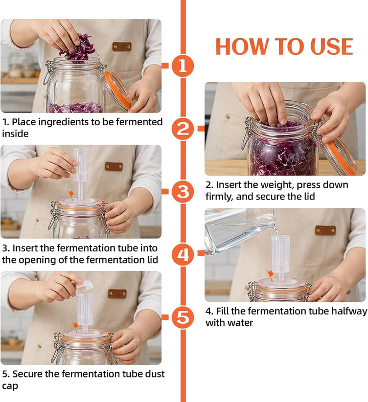 IIRC 1,5L Fermentierglas Set, Fermentiergläser mit Gärventil und Gewicht, Für Sauerkraut, Kimchi, Gu