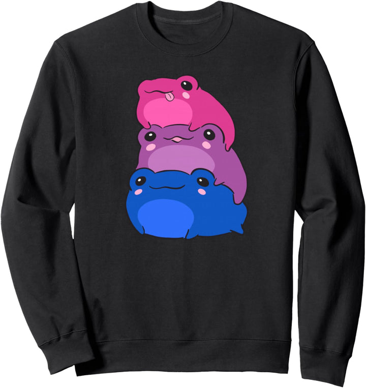 Bisexual Flag Color Frogs Subtle Bi Pride LGBTQ Aesthetic Sweatshirt