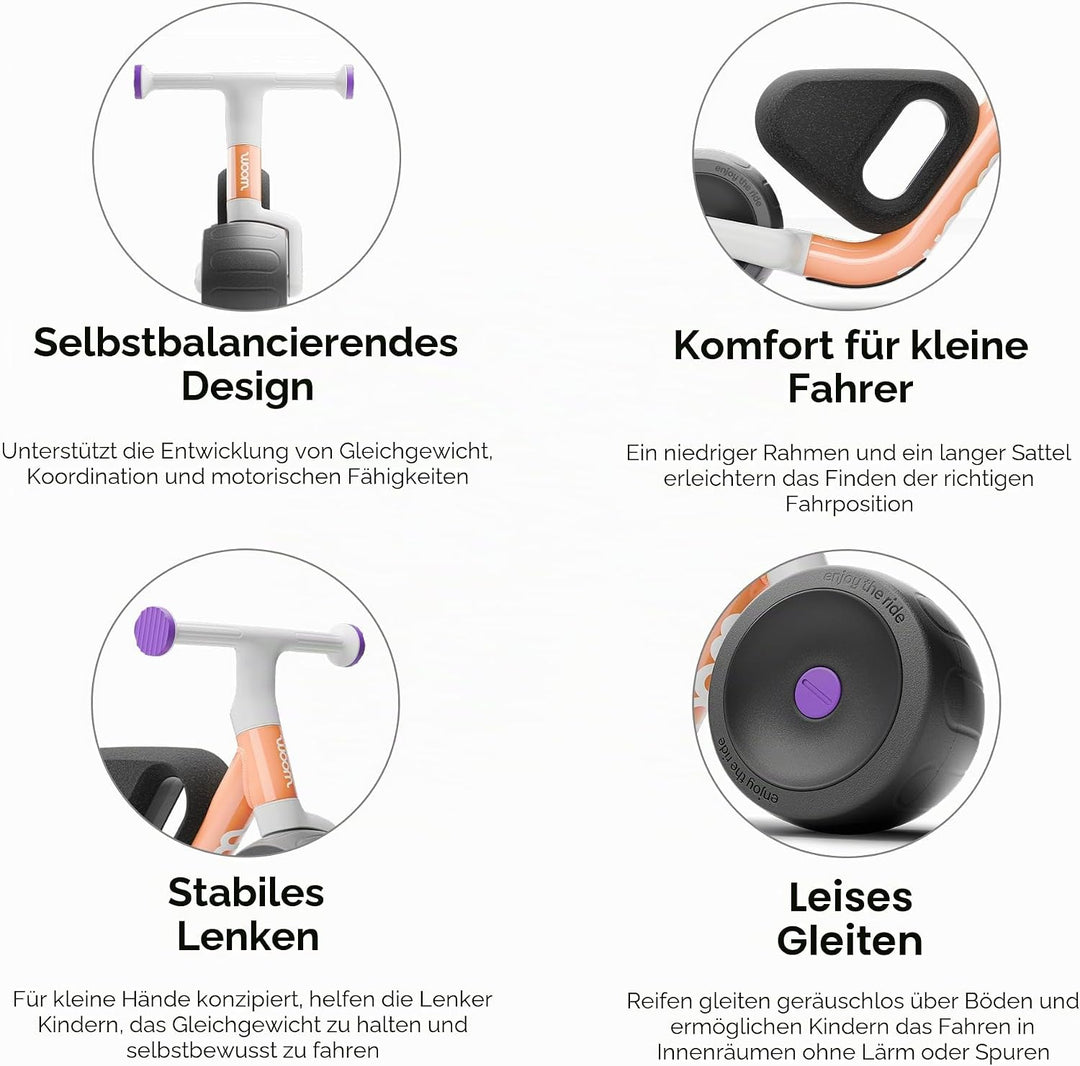 Woom WOW Leichtgewichtiges Aluminium Laufrad erstes Fahrrad ohne Pedal, für Babys und Kleinkinder vo