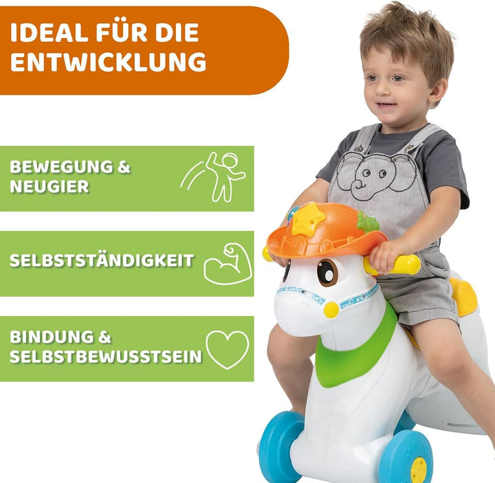 Chicco Baby Rodeo, Reitspiel, Schaukel, Kinder, 3 interaktive Tasten, hergestellt in Italien, recyce