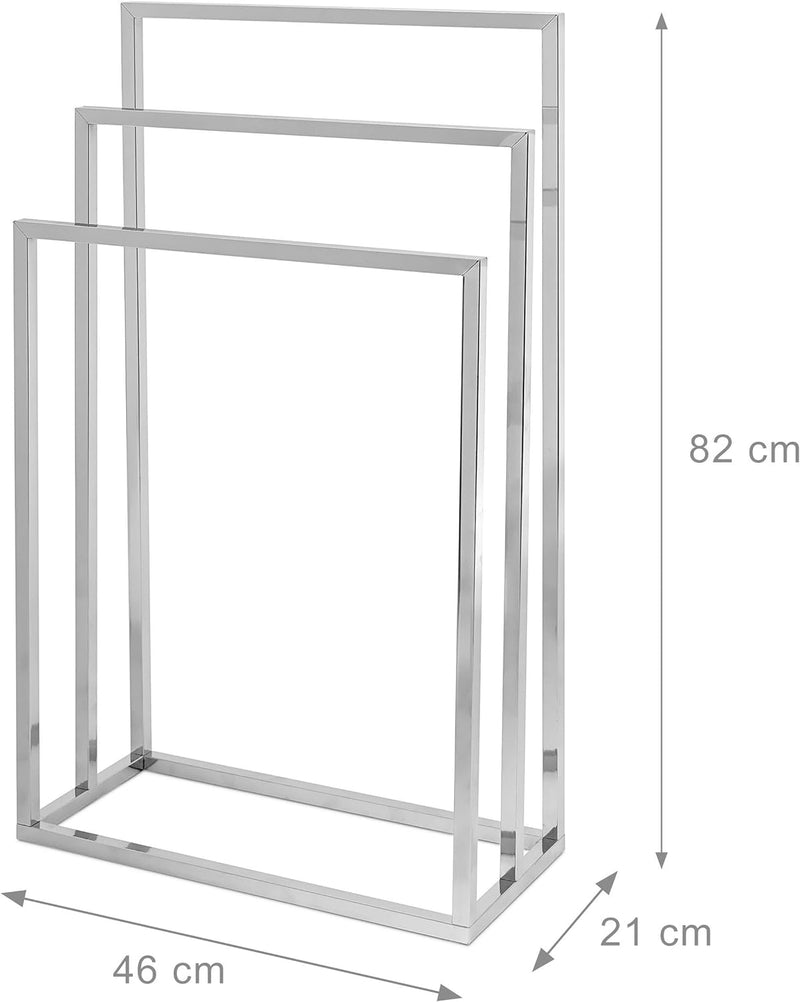 Relaxdays Handtuchständer H x B x T: ca. 82,5 x 46 x 21 cm Handtuchhalter aus verchromtem Metall in