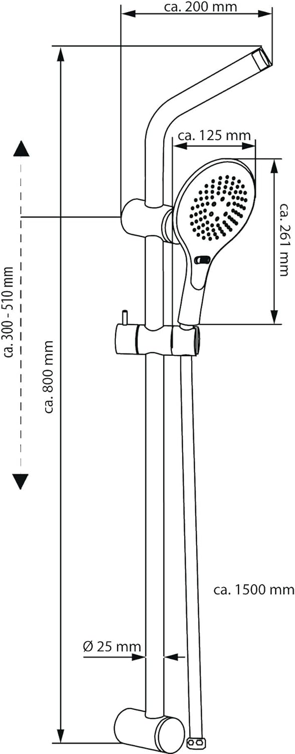 EISL DX7010CSB Duschset DIZIANI ohne Armatur, Duschsäule 2 in 1 mit variabler Handbrause (3 Strahlar