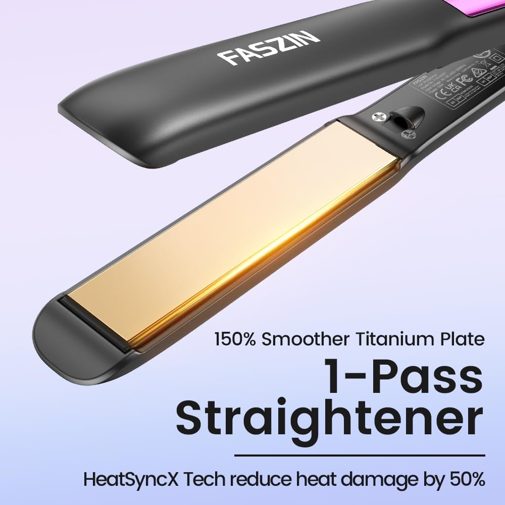 Faszin 2 in 1 Glätteisen Locken und Glätten, Titanplatten Ionen Haarglätter für einen glatten Stil,