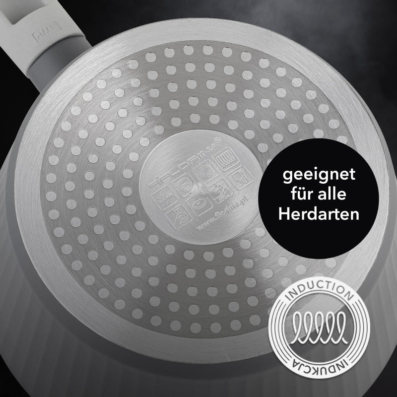 FLORINA Aluminium Kasserolle Serrano 18 cm I Kasserolle mit Soft-Touch-Griffen I Leichte und robuste