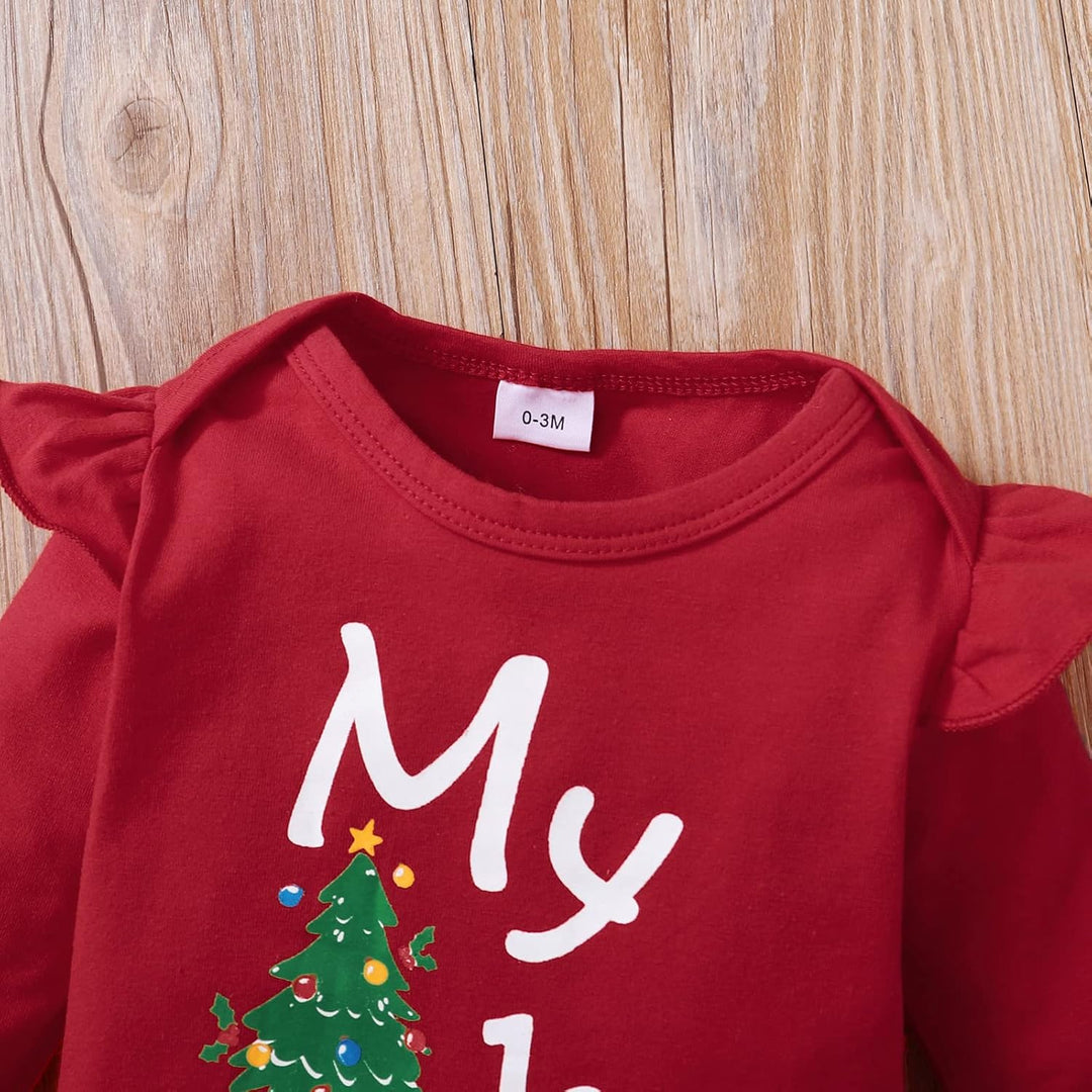 Verve Jelly Kleinkind Baby Mädchen My 1st Christmas Outfits Xmas Strampler Langarm Brief Print Bodys