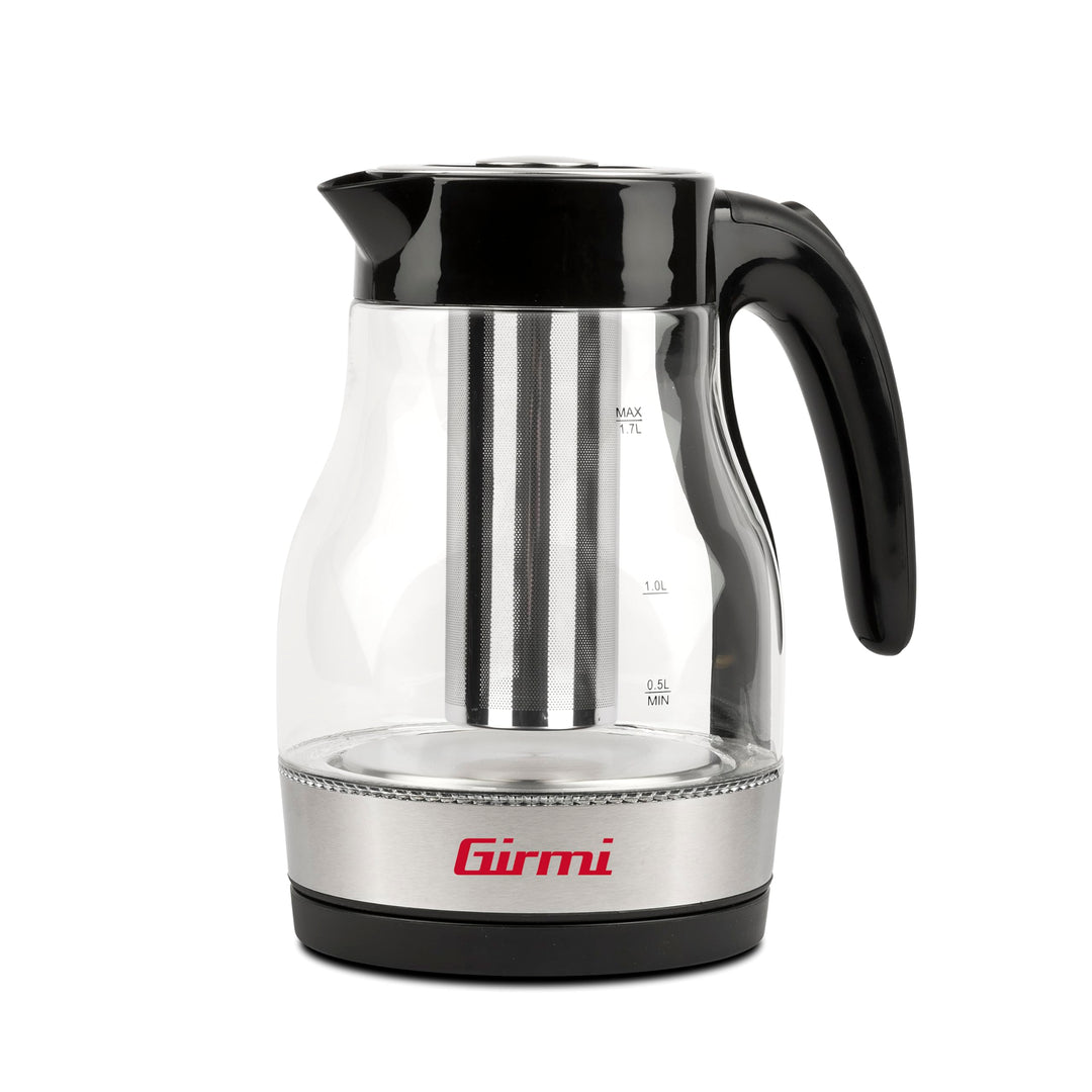 Girmi BL5100 Wasserkocher und Teekanne, 2200 W, 1,7 Liter, Glaskanne Schwarz-edelstahlgrau 1.7 Liter