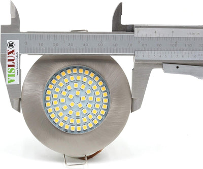 vislux LED Einbaustrahler 230V - 58mm - 70mm - Edelstahlgebürstete Einbauspots Badezimmer- Energiesp