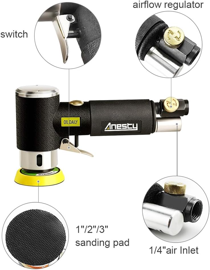 Anesty 25mm 50mm 75mm Druckluft Exzenterschleifer Mini Poliermaschine Auto Polierer Set