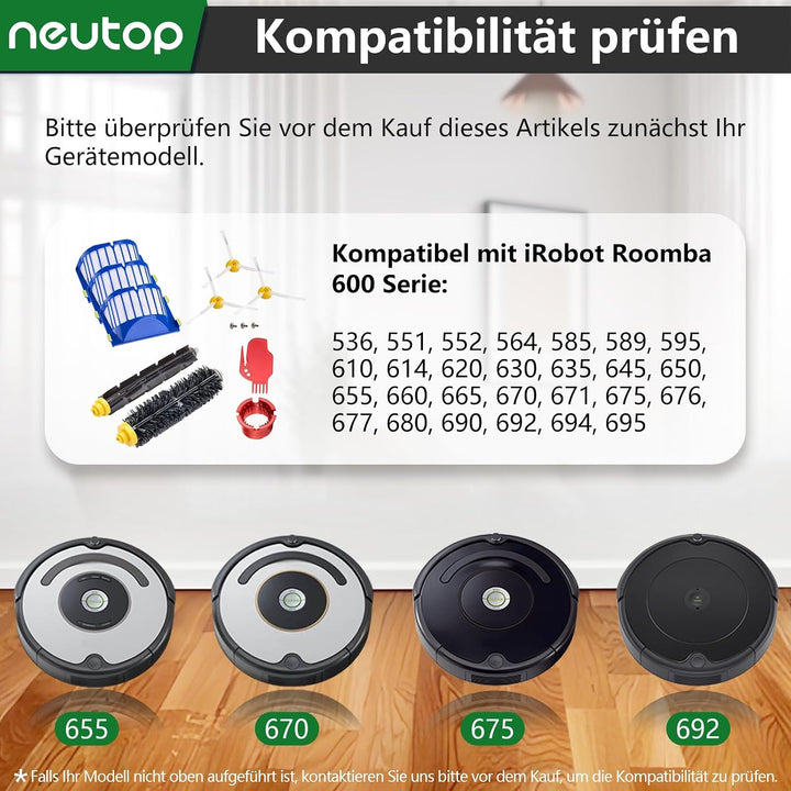 teile Nachfüllen Kit für iRobot Roomba 675 677 671 670 665 655 645 Saugroboter Zubehör inkl. flexibl