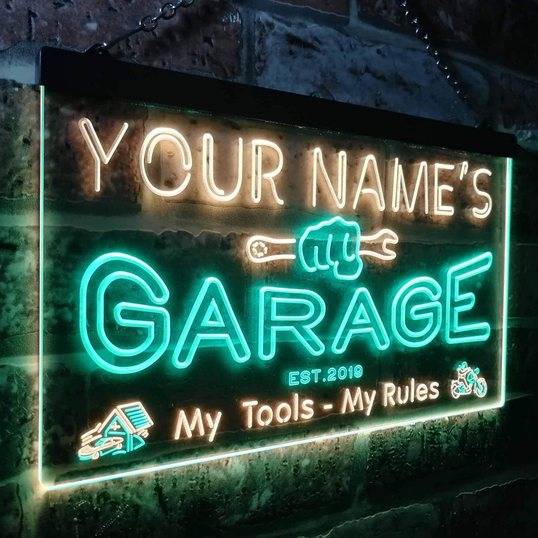 Personalized Your Name Est Year Theme Garage Man Cave Deco Dual Color LED Barlicht Neonlicht Lichtwe