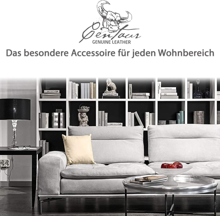 Centaur - Deko Lederkissen 40 x 40 cm für Sofa oder Schlafzimmer Champagner/beige - Echt Leder Kisse