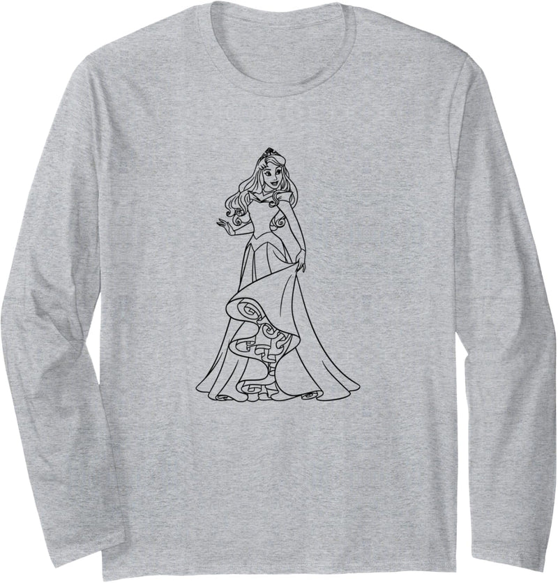 Disney Sleeping Beauty Aurora Simple Black Outline Langarmshirt