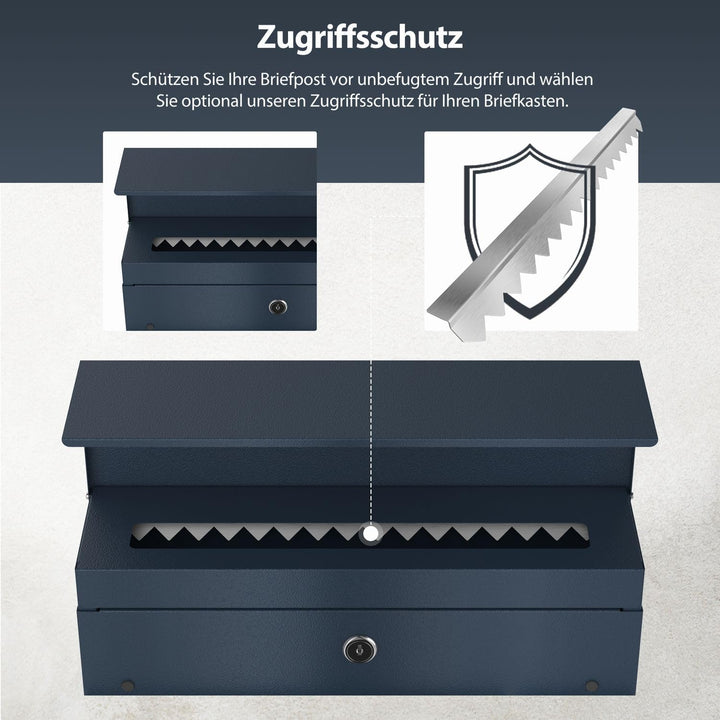 Briefkasten in Anthrazit RAL 7016 mit Standfuss freistehend - Postkasten Edelstahl Schild personalis