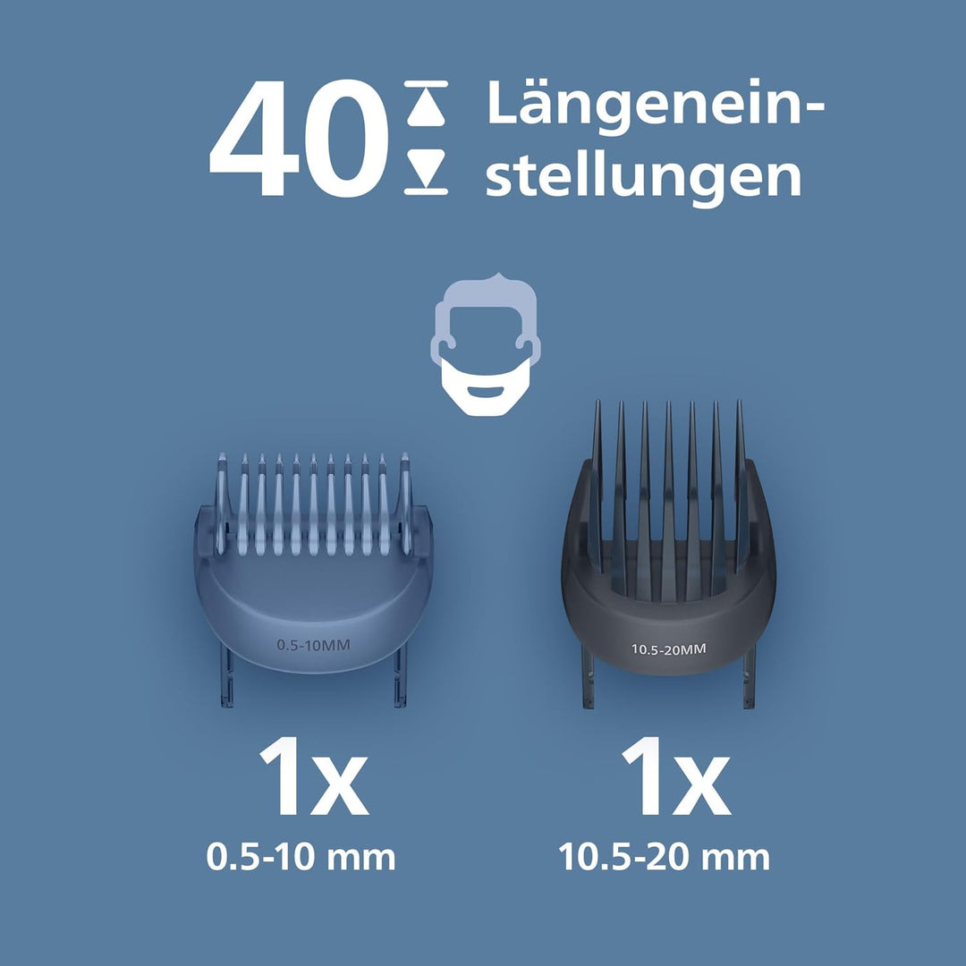 Philips Bartschneider 3000er-Serie – selbstschärfende Metallklingen, 40 Längeneinstellungen, Lift&Tr