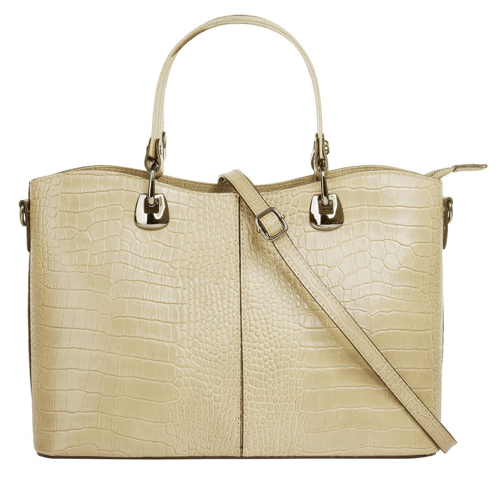 Handtasche Echt Leder Damen 021168 Made in Italy, Smartphonefach, Damenhandtasche im Kroko-Design, U