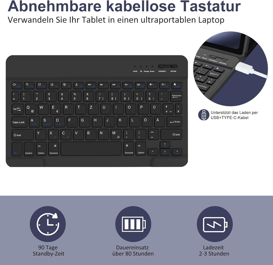 HOTLIFE Tastatur Hülle für Samsung Galaxy Tab А9+ 11 Zoll 2023(SM-X210/X215/X216B), Schutzhülle mit