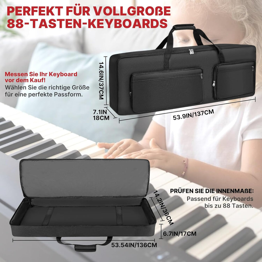 SUNDOY Keyboard Tasche – Gig Bag aus 600D Robustes Oxford-Gewebe, 10mm Schaumstoffpolsterung, Perfek