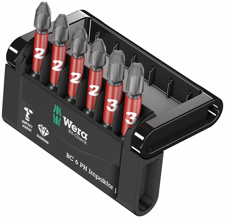 Wera Bit-Sortiment, Bit-Check 6 PH Impaktor 1, 6-teilig, 05057691001 Bit-Check 6 PH Impaktor 1 Singl