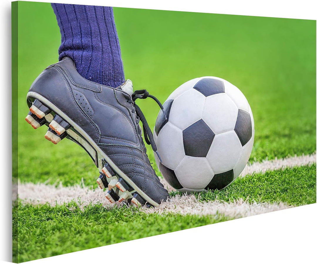 islandburner Bild auf Leinwand Schiessen Fussball Ball Füsse Fussballfeld Bilder Wandbilder Poster L