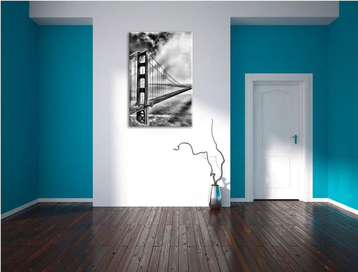 Pixxprint Monocrome, Golden Gate Bridge San Francisco, Format: 100x70 auf Leinwand, XXL riesige Bild