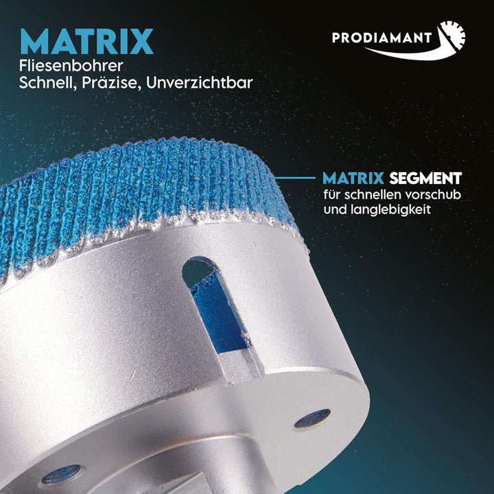 PRODIAMANT Matrix Fliesenbohrer ø 40mm PD-MATRIX Diamantbohrkrone für Fliesen Keramik Feinsteinzeug