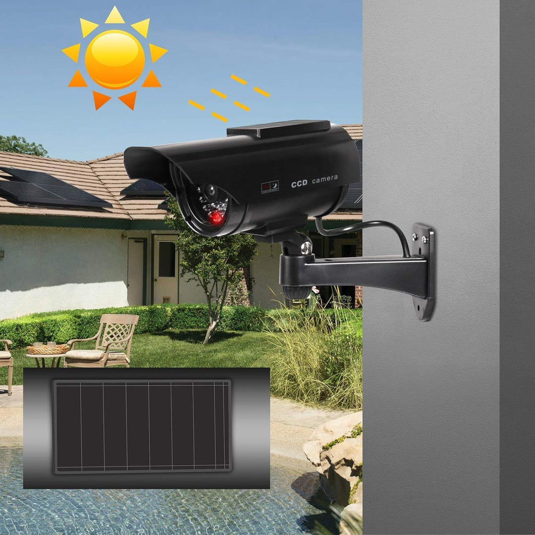 2 Stück Dummy Kamera Solar Betriebene Simulierte Dummy Surveillance Sicherheit Kamera mit Blinkendem
