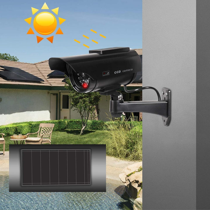 2 Stück Dummy Kamera Solar Betriebene Simulierte Dummy Surveillance Sicherheit Kamera mit Blinkendem
