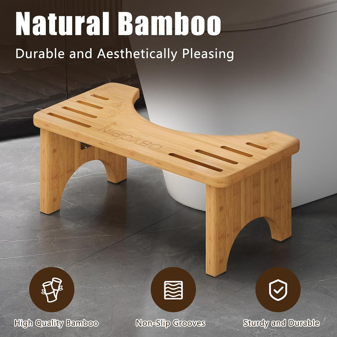 Bambus Toilettenhocker für Erwachsene, Klohocker, Ergonomischer WC-Hocker zur Förderung der Darmgesu