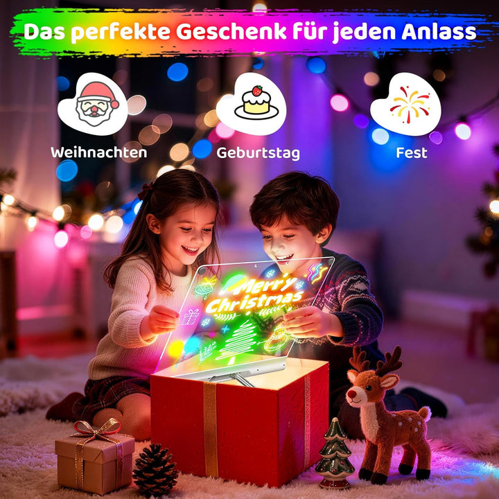 LED-Zeichenbrett Wiederaufladbares 41 cm, 9 Lichtmodi mit Timer, Neon-Trockenlöschtafel mit Ständer,