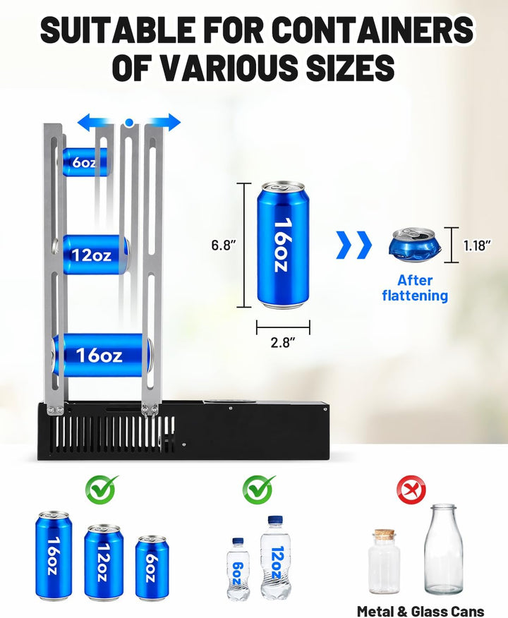 YUCHENGTECH Elektrischer Dosenpresse für 200-500ml Dosen/200-330ml Wasserflaschen aus Kunststoff Wan