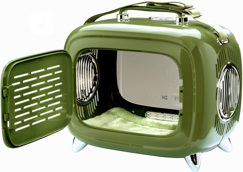 Transportbox für Hund, Katze & Kleintier | Retro TV-Box 45 x 41 x 28 cm | Reise & Transport mit Fens