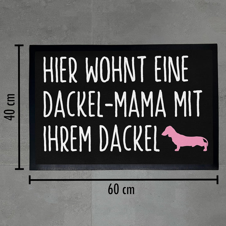 Trendation - Lustige Fussmatte für Dackel-Mama Hier Wohnt eine Dackelmama Mit Ihrem Dackel Besitzeri