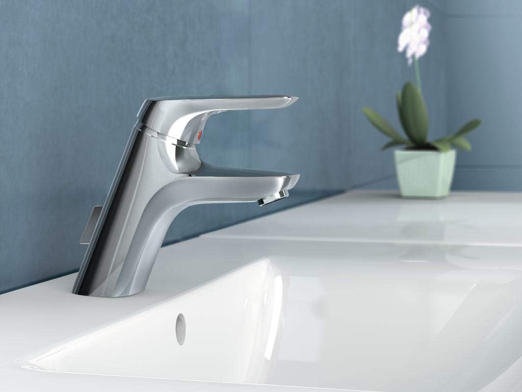 Ideal Standard A5646AA Ceramix Blue Waschtischarmatur mit Zugknopf-Ablaufgarnitur, Chrom mit