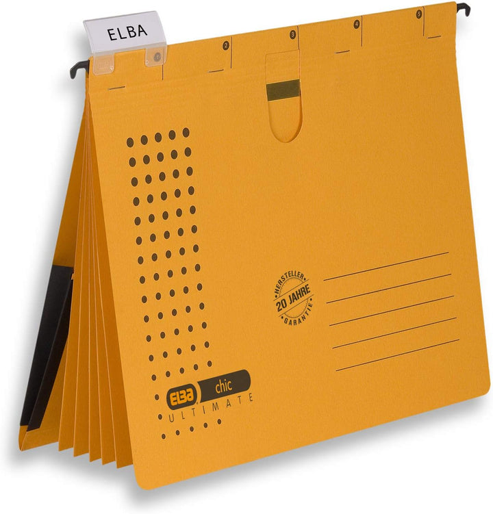 Elba Mehrfach-Hängehefter chic, für A4, aus Karton, gelb, 5 Stück gelb Organisationshefter chic ULTI