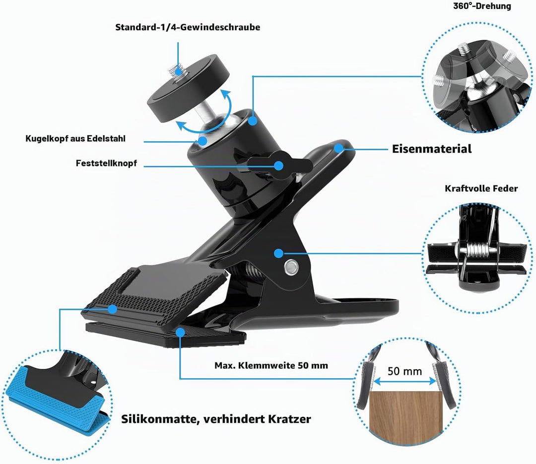 woleyi Auto Sonnenblende Tablet Halterung, KFZ LKW Sonnenblende Handy Autohalterung Clip mit 1/4" Sc