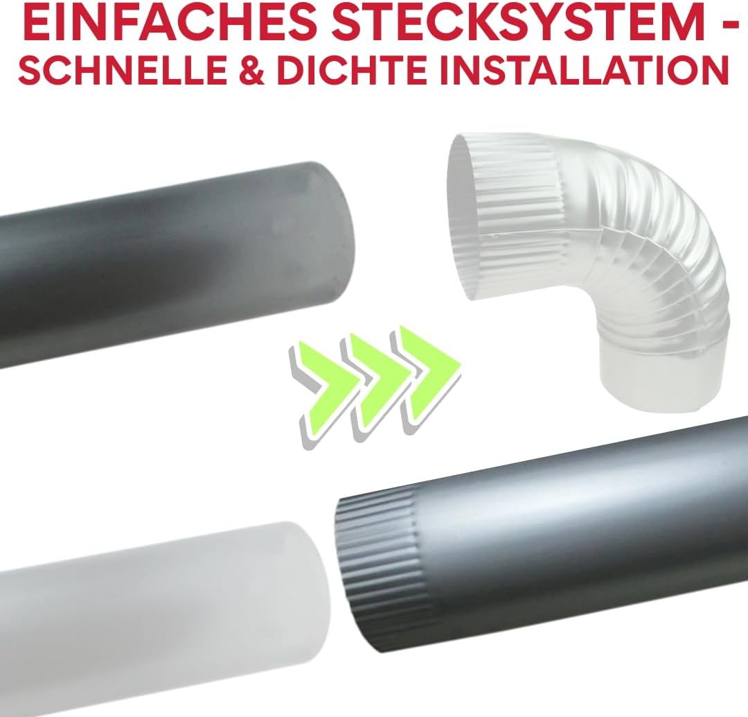 Ofenrohr ø 120 cm aus Stahlblech – Kaminrohr Rauchrohr Abgasrohr für Kaminofen, 120