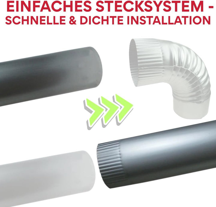 Ofenrohr ø 120 cm aus Stahlblech – Kaminrohr Rauchrohr Abgasrohr für Kaminofen, 120